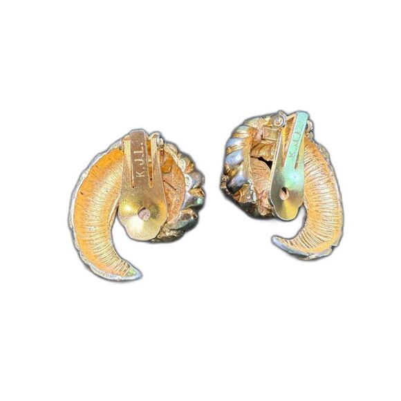 Rare Vintage Kenneth Jay Lane Nautilus Clip-On Earrings - Picture 2 of 2
